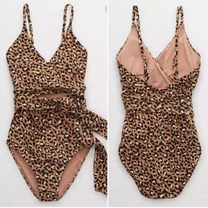 Aerie Wrap Leopard One Piece Swimsuit